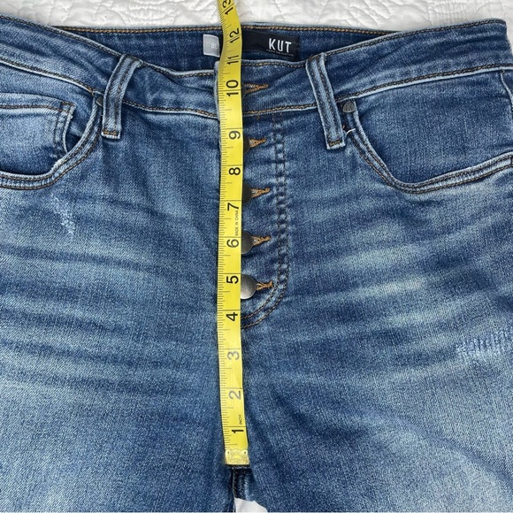 KUT from the Kloth Straight Leg High Rise Jeans Button Fly Distressed 8L - Picture 11 of 14